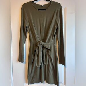 Anthropologie Tie Front Long Sleeve Dress